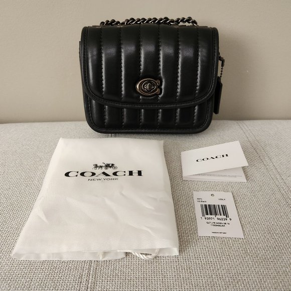 RARE Black Coach Quilted Madison 16 Bag - Picture 1 of 5